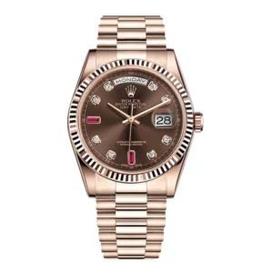 Rolex Day-Date 128235 AR Rose Gold Wrapped Chocolate Dial Replica