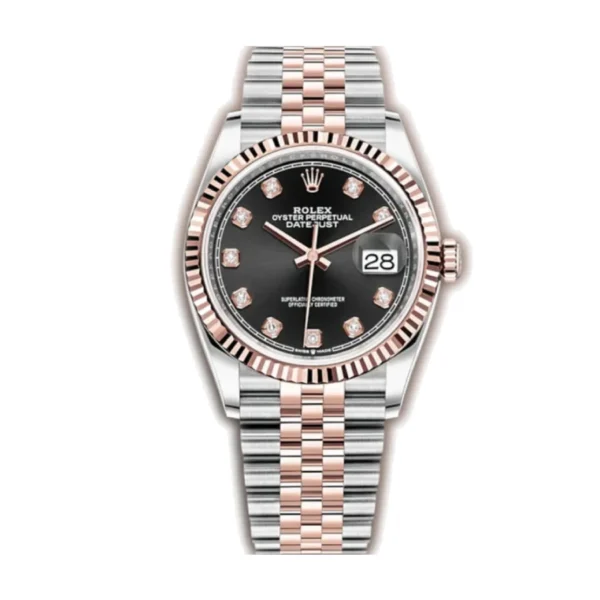 Rolex Datejust 126231, 36mm – Everose Gold Fluted Bezel, Slate Motif Dial with Diamond