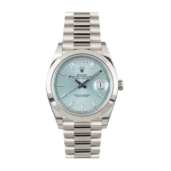 Rolex Day Date Ice Blue Baguette Dial Platinum Presidential 228206 Replica